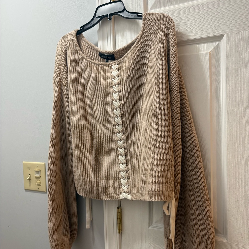 Anthropologie Tabula rasa pama lace up oversized knit sweater size medium - Picture 2 of 5